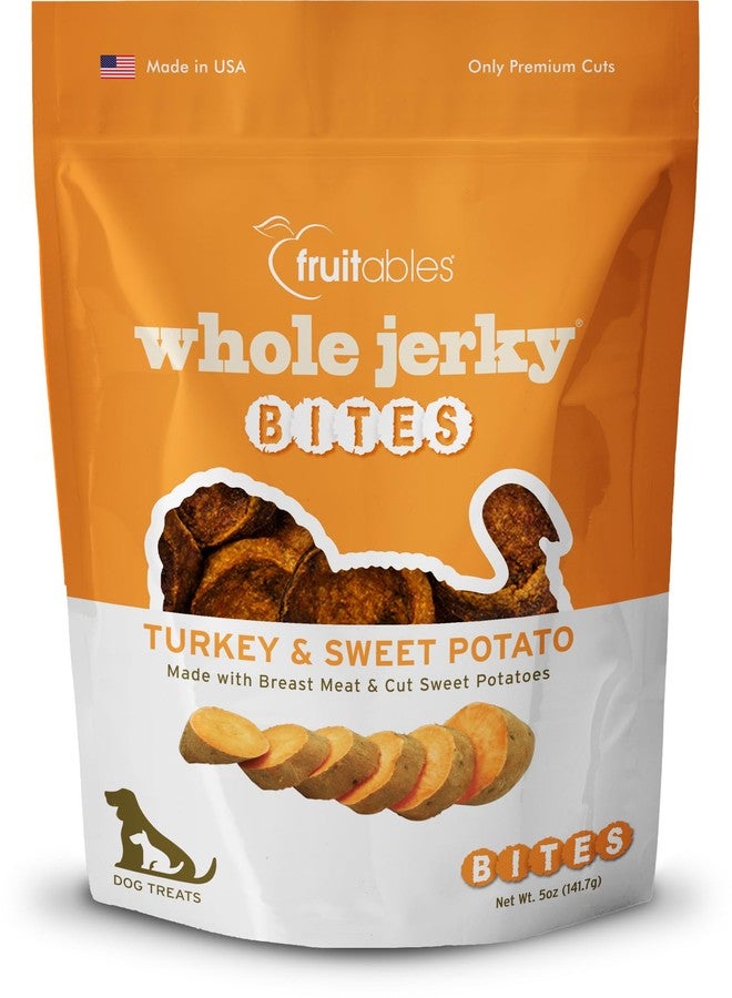 Fruitables Whole Jerky Bites, Healthy Dog Treats, Puppy Essentials, Jerky Dog Treats, Made in the USA, No Artificial Ingredients, Turkey & Sweet Potato Flavor, 5oz - Image 1